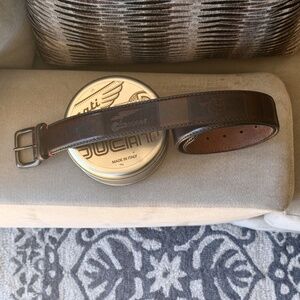 DUCATI Historical Brown Leather Belt Made in Italy New in Tin